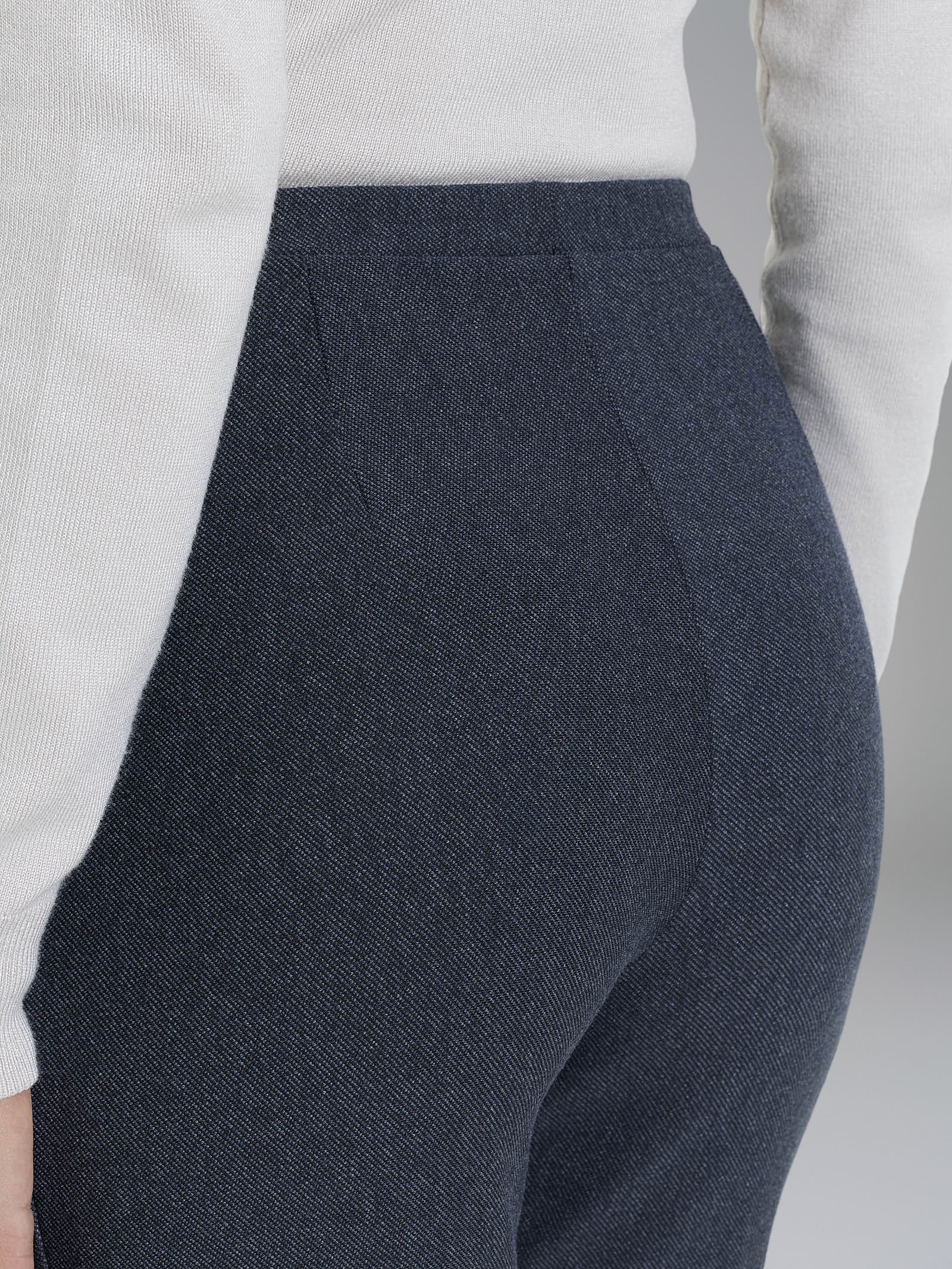Pantalone dritto in maglia flanella - Bleu Mel. - Image 3